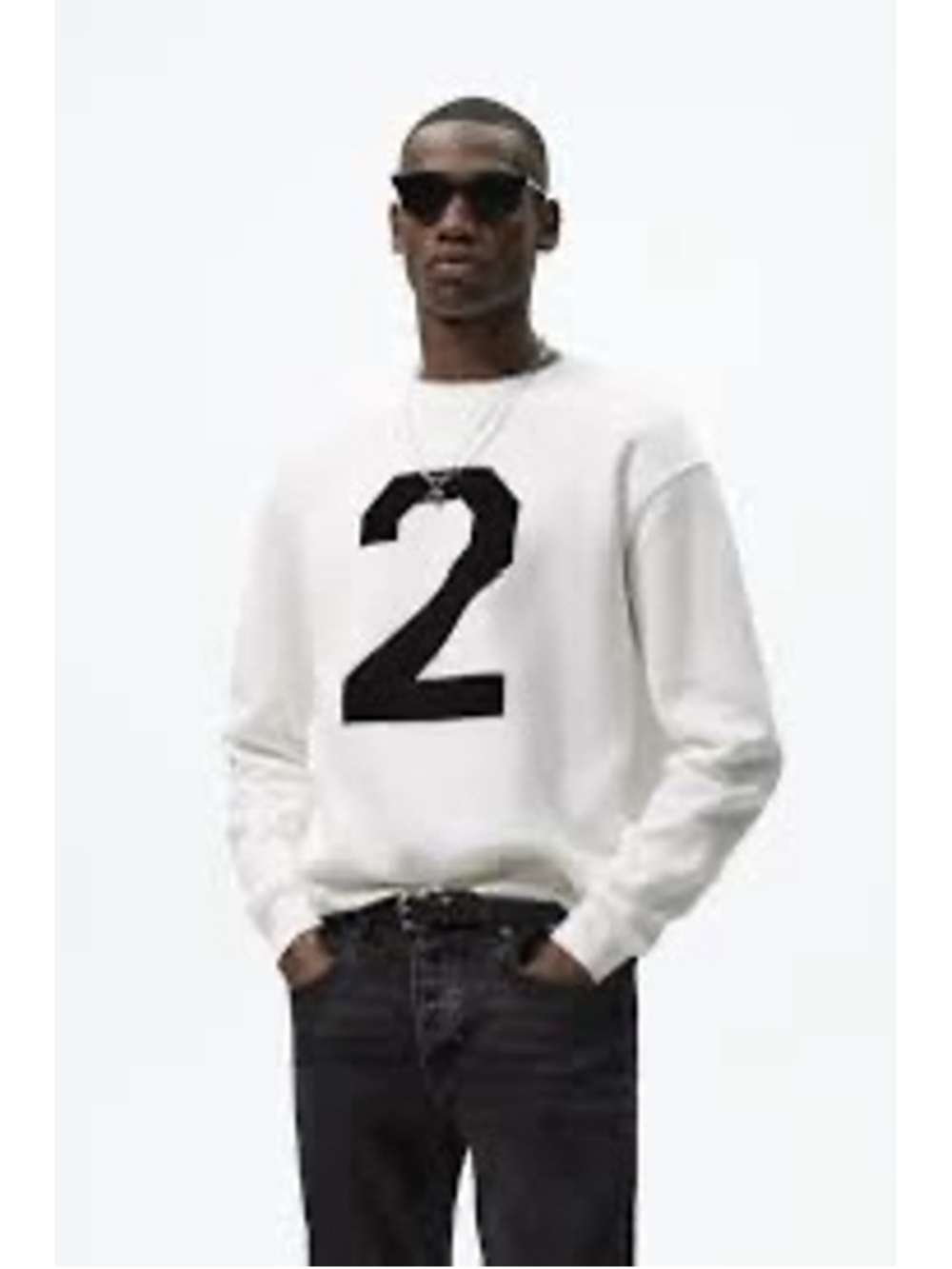 Zara x Steve McQueen "2" Collab Sweatshirt Mens Size M White Black Streetwear